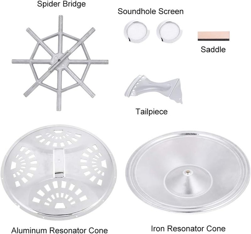 MUNEFE Resonator Guitar Kit, Resonator Tailpiece Spider Bridge Cover, Resonator Cone Set, Suitable for Resonator Guitar - Image 5
